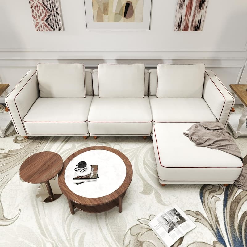 Down-Filled Modular Deep Seat Couch L-shaped Chenille Sectional Sofa