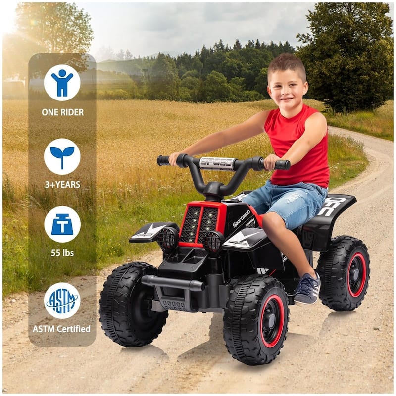 6V Kids Ride On Electric ATV with LED Headlights