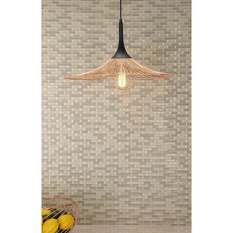 Contemporary Copper-Finished Lighting Pendant with Cage Shade 22 x 11