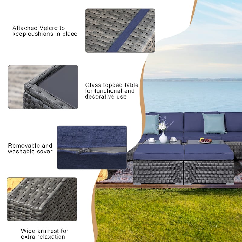 10-piece Wicker Sectional Sofa Set