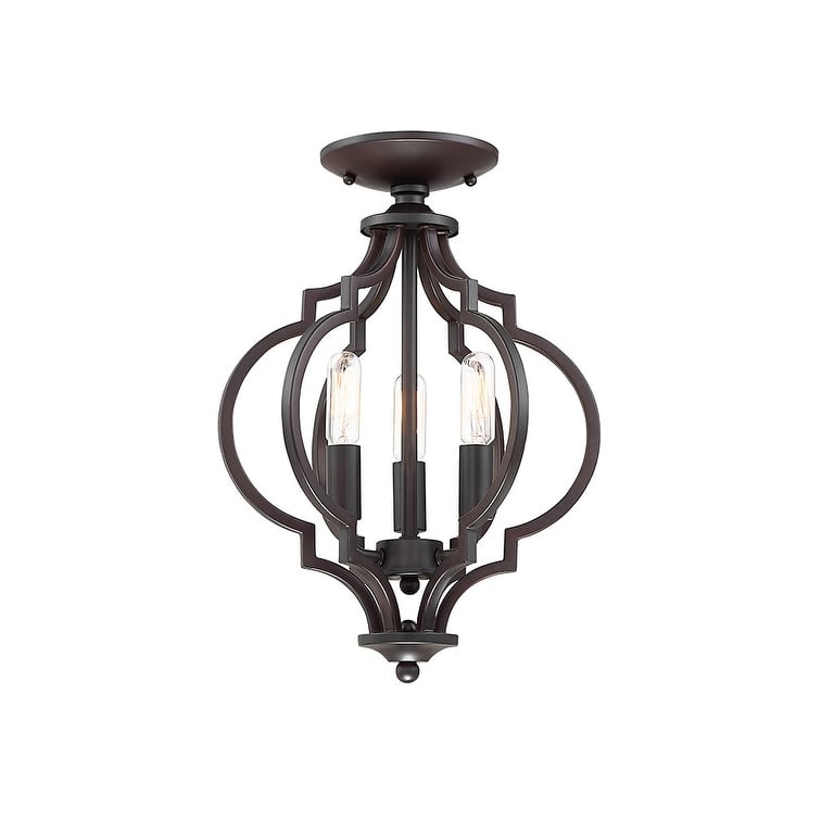 Meridian M60055 3 Light 11" Wide Semi-Flush Ceiling Fixture