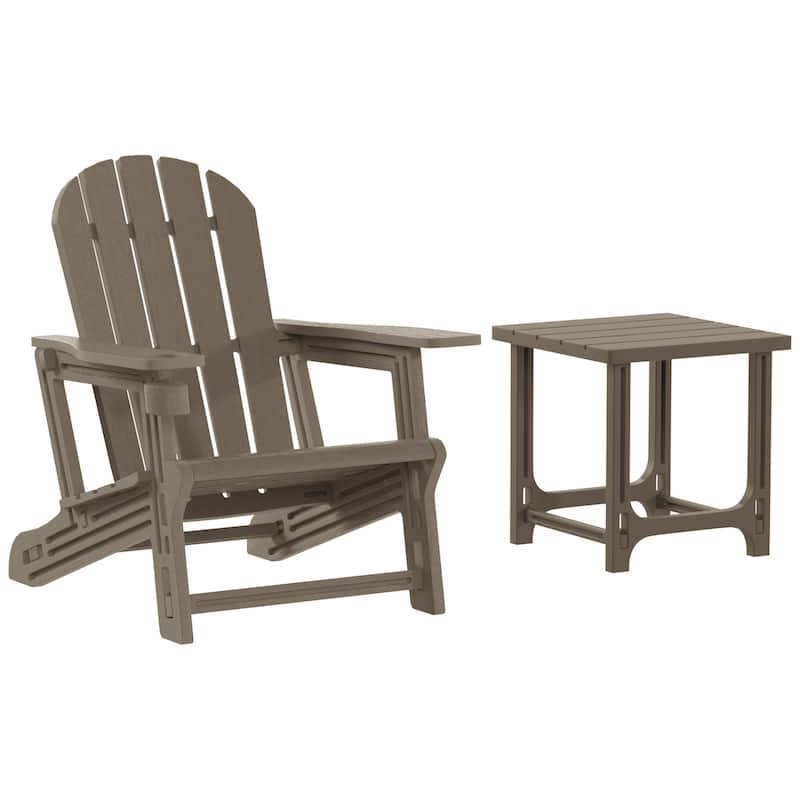 Coastline Outdoor Poly Adirondack Chair with Side Table