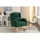 preview thumbnail 64 of 98, Teddy Fabric Upholstered Rocking Armchair with Solid Wood Frame & Legs, Cozy Ergonomic Lounge Chair with Soft Cushioning