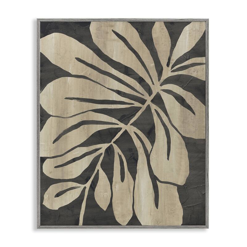 Stupell Natural Leaf Impression Framed Giclee Art Design By June Erica Vess - 11 x 14 - Grey