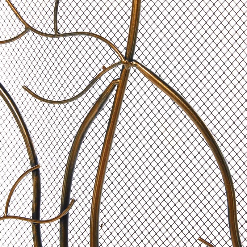 Metal Tree Branch Single Panel Fireplace Screen with Mesh Netting - Brass or Gold - Roche River Decor