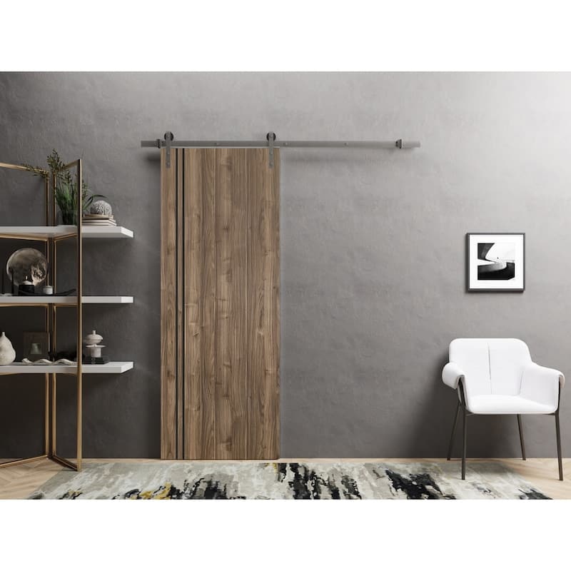 Sturdy Barn Door 18 x 80 Planum 0016 Walnut with 6.6FT