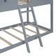 preview thumbnail 10 of 10, Twin Over Twin Wood Bunk Bed with Roof, Window & Guardrail, Gray