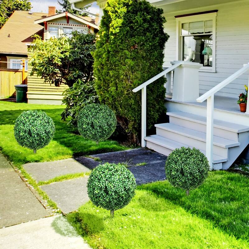 Artificial Boxwood Topiary Trees with Ground Stake
