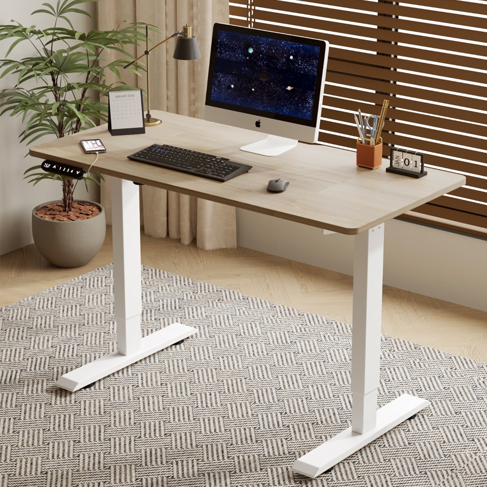 Electric Standing Desk Height Adjustable Desk for Home Table Gaming Desk Modern Luxiury Table 47"Oak Lift-up Desk