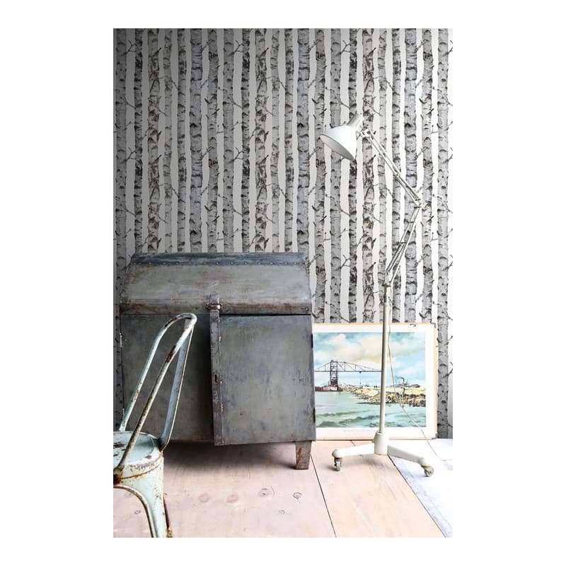 ESTA Home Merman Light Grey Birch Tree Wallpaper - 20.5 x 396 x 0.025
