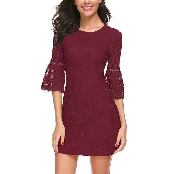 Shop Twinklady Women S 3 4 Bell Sleeve Floral Lace Elegant