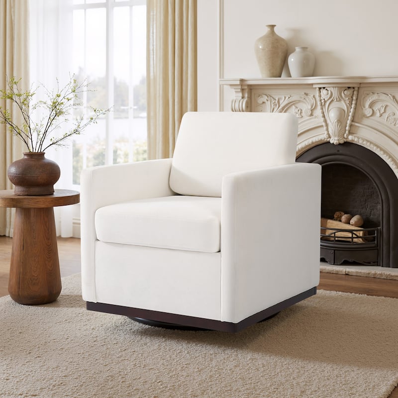 uixe Modern Upholstered Swivel Accent Chair with Pocket Spring Seat
