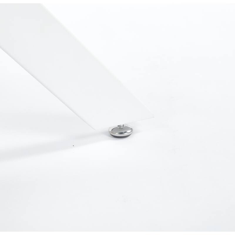 Square Glass Dining Table for 4 Person, Kitchen Table with Tempered Glass & Cross Metal Legs, Modern Leisure Coffee Table