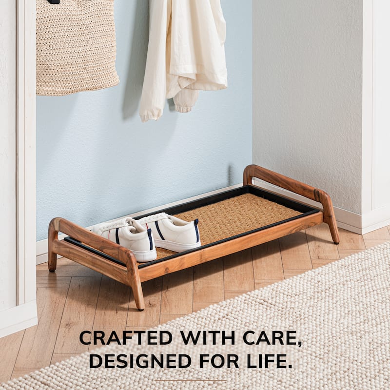 Jani Single-Tier Natural Stand 3-Pair Rubber Boot Tray.