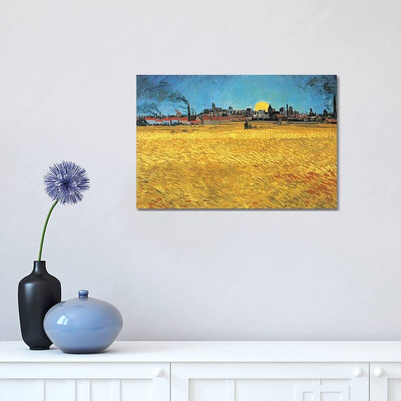 iCanvas "Sunset - Wheat Fields Near Arles, 1888" by Vincent van Gogh Canvas Print - 12x18x1.5