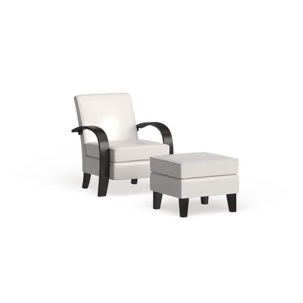 Copper Grove Jessup White Bonded Leather Accent Arm Chair With Ottoman Overstock 20340171