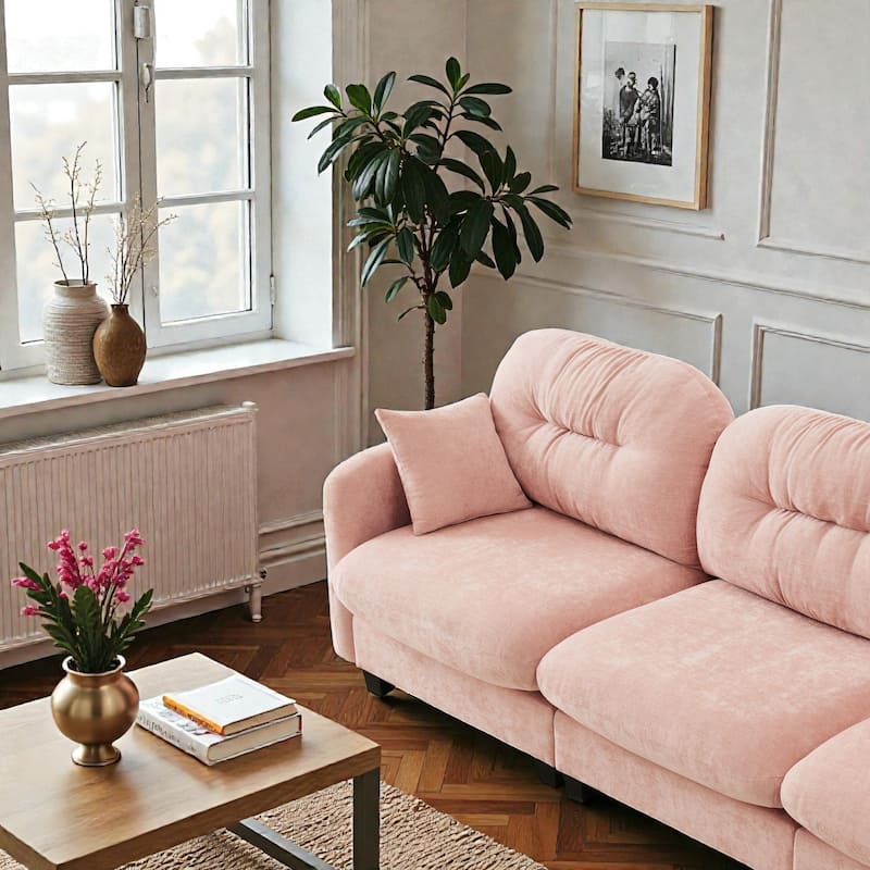 Loveseat Cloud Modular Sectional Sofa in Chenille Fabric, Tufted Backrest, Ergonomic Modern Couch for Living Room