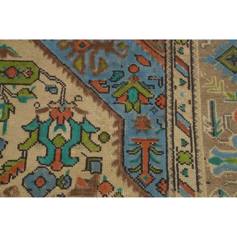 Hand Knotted Oriental 100% Wool Carpet Traditional Floral Brown Tabriz Area Rug - 9' 4'' X 6' 3''