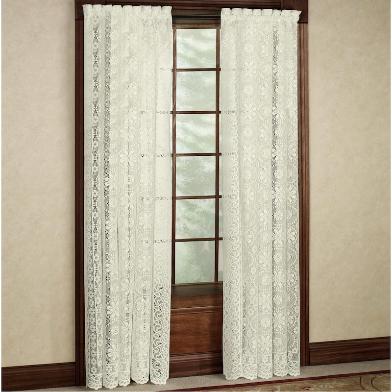 Luxurious Old World Style Lace Window Curtain Panel - Cream - 63"L