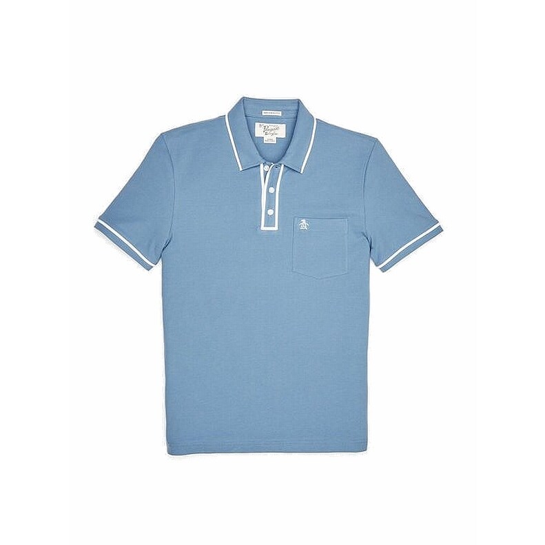 Shop Original Penguin Mens Shirt Blue White Size Large L Trim Polo Rugby On Sale Overstock 30341158