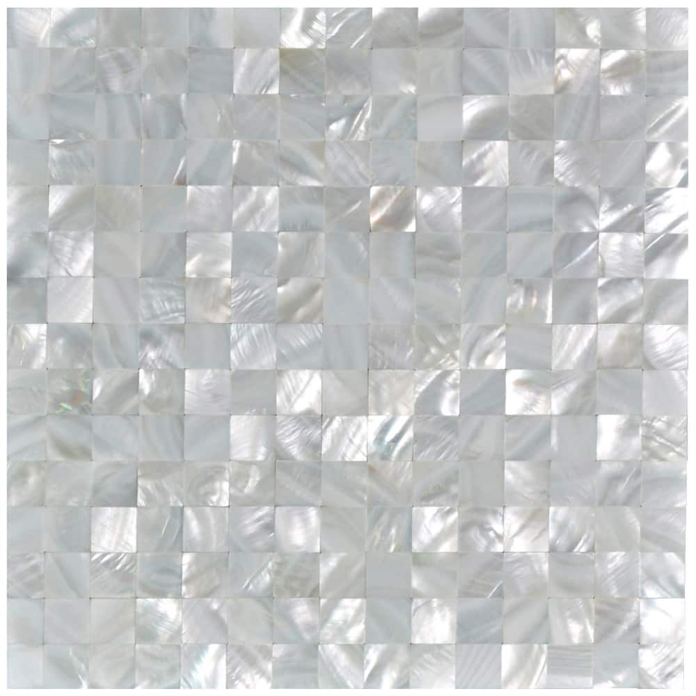 Art3d 12"x12" Mother of Pearl Tile Square White Seamless