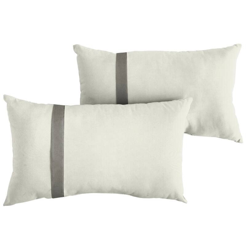 Sorra Home Sunbrella Outdoor Single Large Flange Pillow Set of 2 - Sunbrella - Canvas Natural/Canvas Charcoal - 16 in H x 26 in W x 6 in D