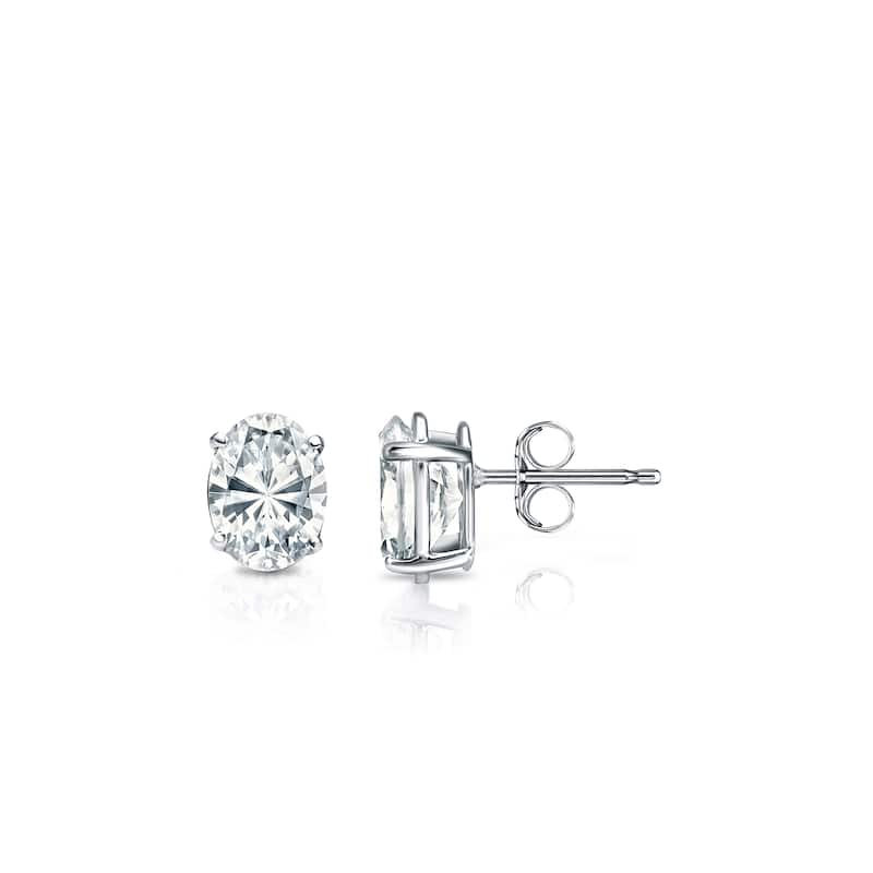 Auriya Natural Oval 4-Prong Diamond Stud Earrings 1.00 to 3.00 ct. tw. Push-Back (F-G VS) - 1.25ct. tw. - Gold - White