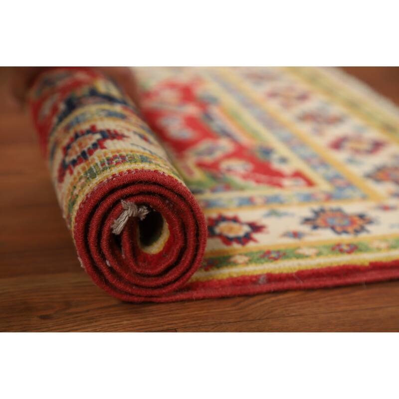 Traditional Red Kazak Oriental Rug Handmade Wool Carpet - 2'0"x 3'0" - 2'0"x 3'0" - Red