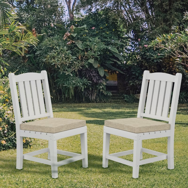 Recycled Plastic Armless Outdoor Patio Dining Chairs (Set of 2) - N/A