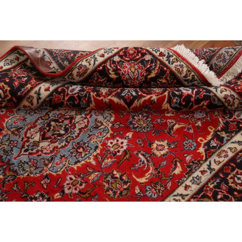 Vegetable Dye Traditional Red Kashan Persian Rug Handmade Wool Carpet ...