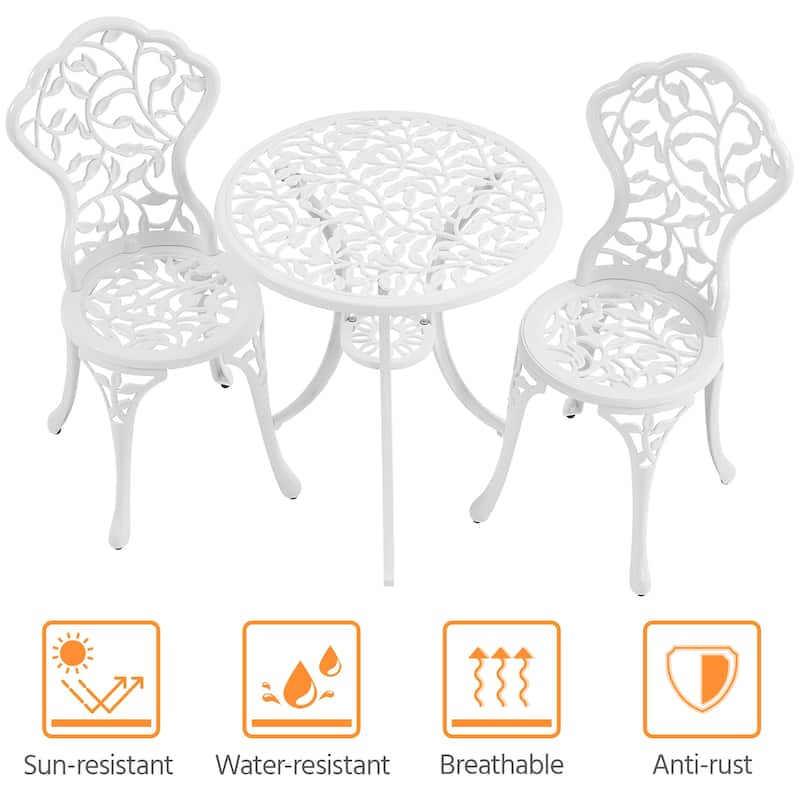 Yaheetech 3-Piece Aluminum Patio Bistro Table Set Antique Chair Sets