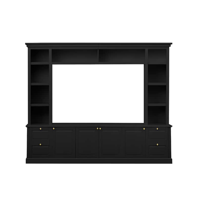 Entertainment Center with Adjustable Shelves & Storage, All-in-One Modern TV Stand for up to 70" TV