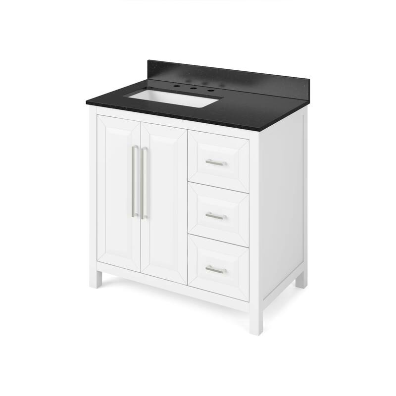 Jeffrey Alexander VKITCAD36-GRANITE Cade 36" Free Standing Vanity Set - White / Black - Painted