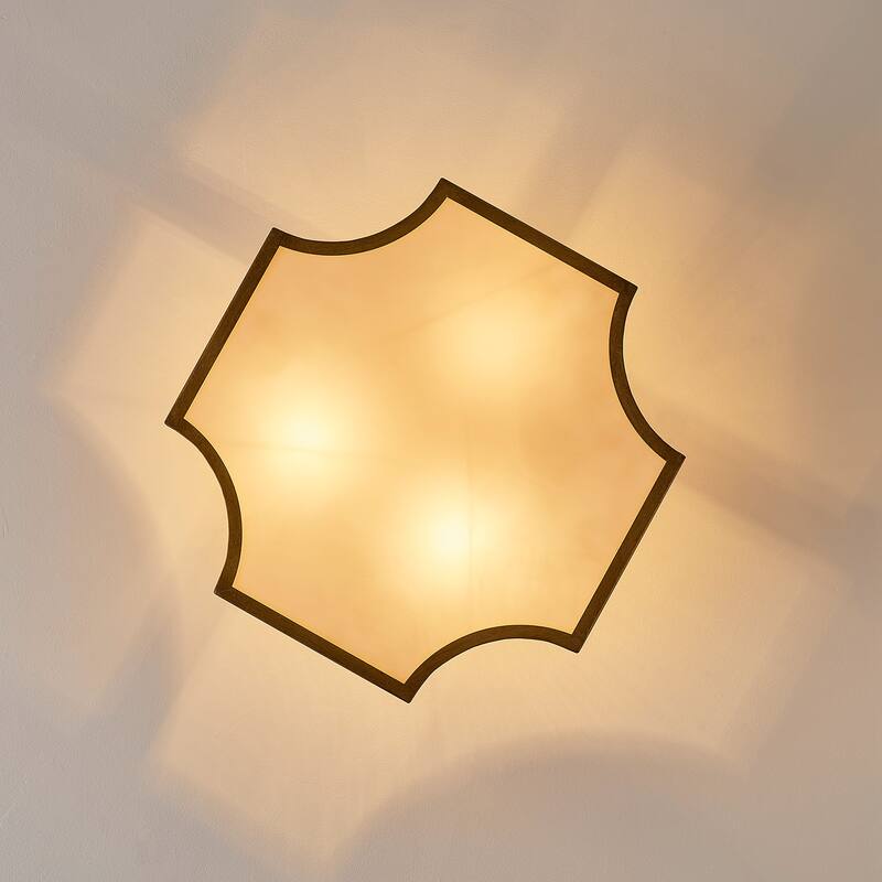 Classic Gold Metal 3-Light Semi-Flush Mount Ceiling Light