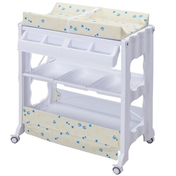 wooden baby changing unit with bath