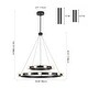 preview thumbnail 6 of 8, Rezz Black LED Wagon Wheel Two-Tier Round Large Chandelier - 33.86 in. W x 42.52 in. H x 33.86 in. D