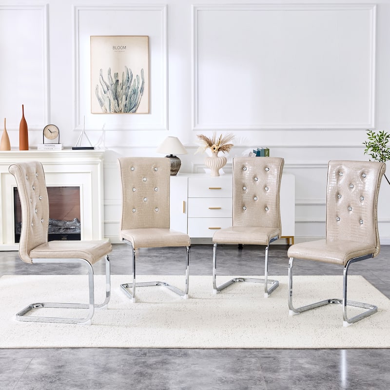 Dining Chair Side Chair Beige Kitchen Chair Leisure Chair Lounge Chair Office Chair Armless Chair with Metal Legs - Beige