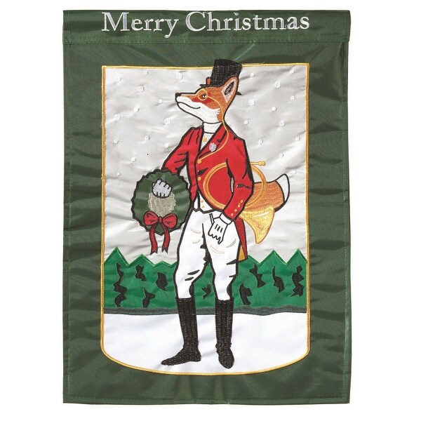 Christmas Fox and Wreath Garden Flag 13" x 18" - N/A