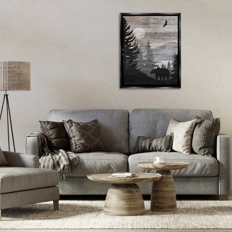 Stupell Rustic Woodland Evening Framed Floater Canvas Wall Art Design By Susan Arnot