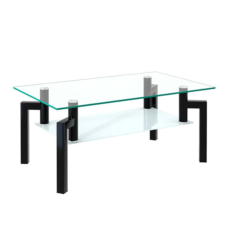 Rectangle Glass Clear Coffee Table Side Table