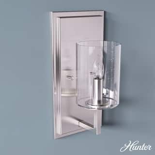 Hunter Kerrison Wall Sconce with Clear Seeded Glass - Contemporary, Industrial, Transitional, Candle - Damp Rated!