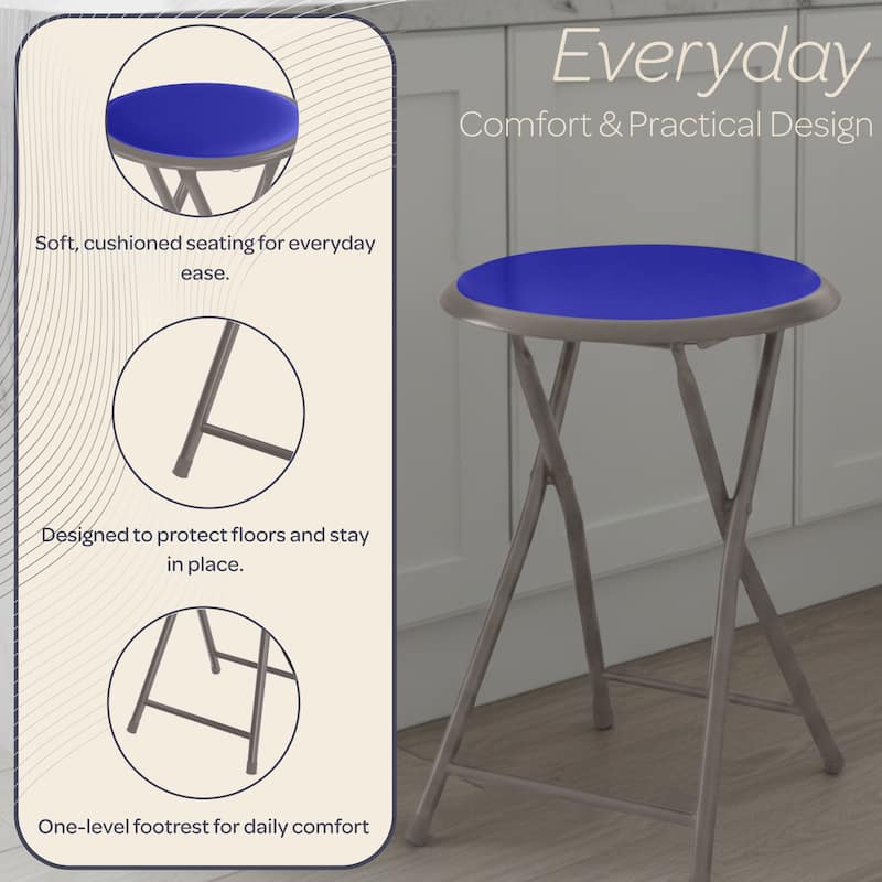 Lavish Home 18-Inch Folding Stool, Blue