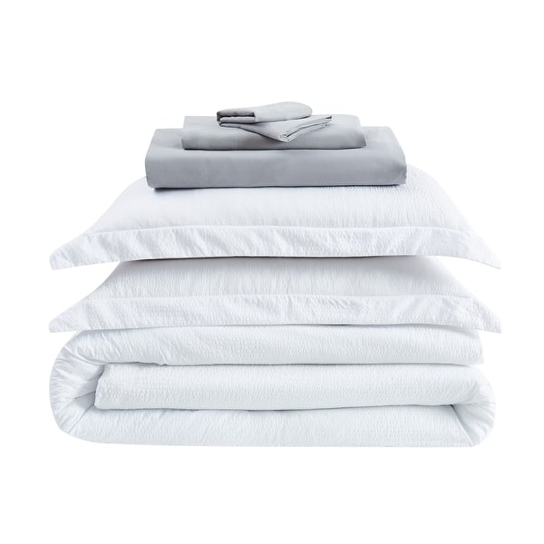 Shop Truly Calm Antimicrobial Seersucker 7 Piece Bed In A Bag Overstock 31859496