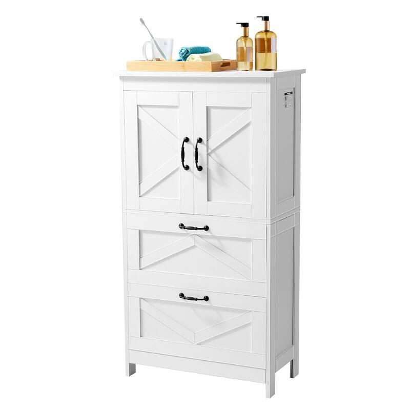 Bathroom Floor Cabinet with Doors, Drawers and Adjustable Shelf - 11.8 x 23.6 x 43.3 in