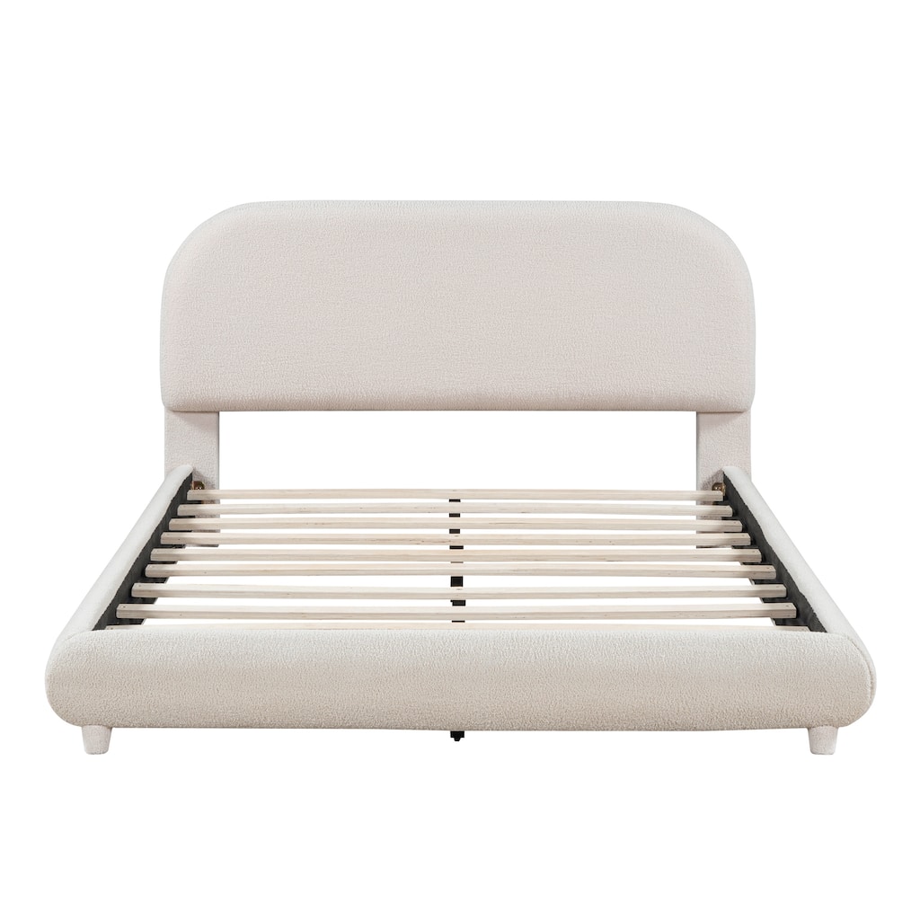 Full Size Teddy Fleece Bed with Solid Frame