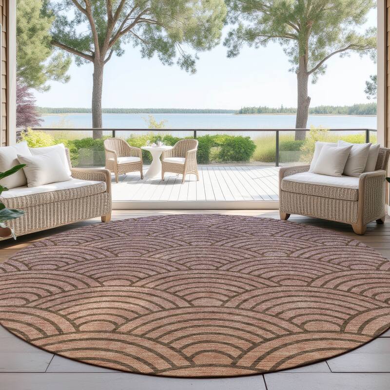 Machine Washable Indoor/ Outdoor Contemporary Poppy Chantille Rug - Chocolate - 8' x 8'
