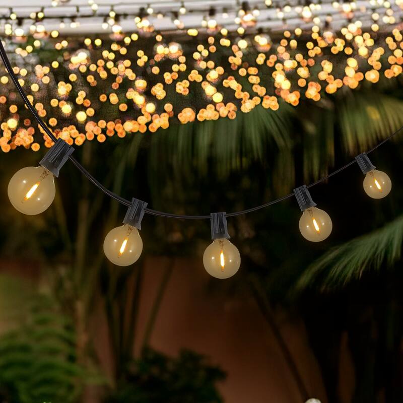 25-Light Indoor/Outdoor G40 Bistro Globe String Lights, 25 ft., Black (2-Pack)