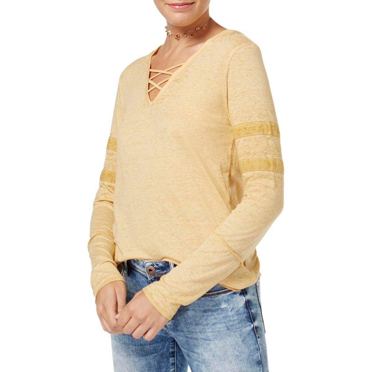 Planet Gold Womens Criss-Cross Front Long Sleeves Hoodie