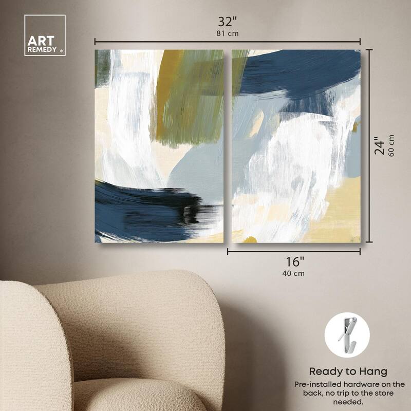 Textured Greens II Canvas Set of 2 by Art Remedy, Gallery Wrapped