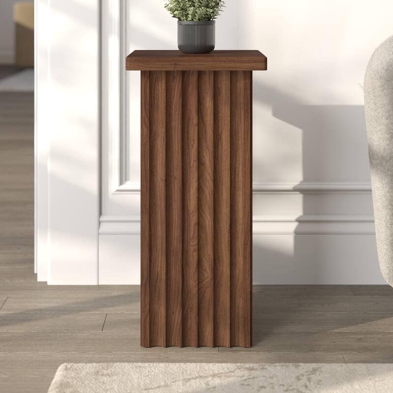 Bourne 10.75" Wide Square Fluted Side Table - 10.75" Wide